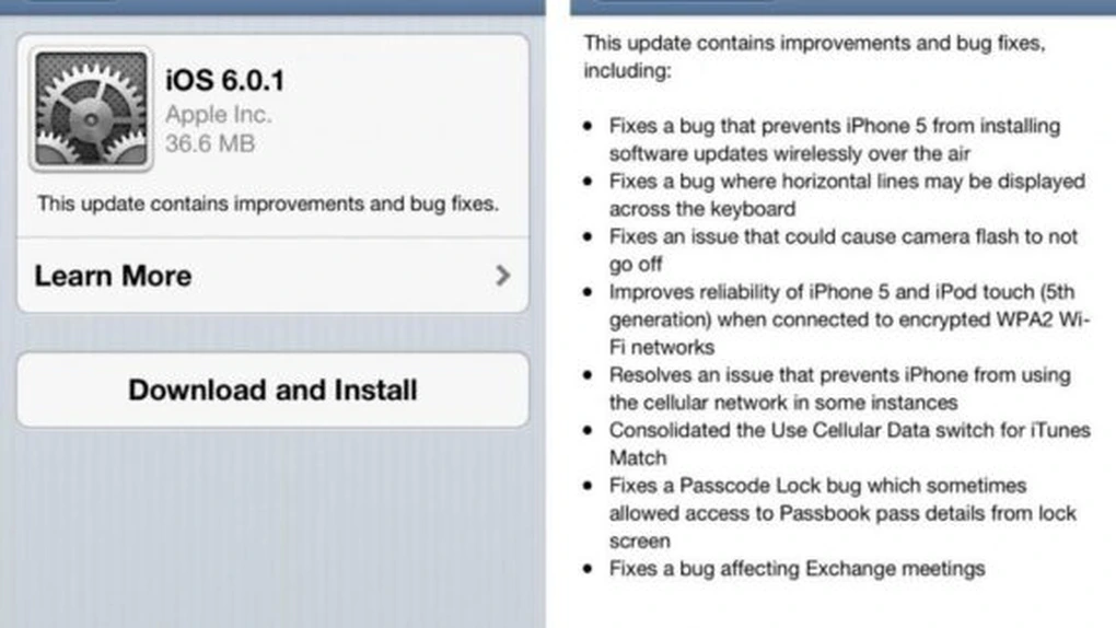 Apple a lansat primul update pentru iOS 6