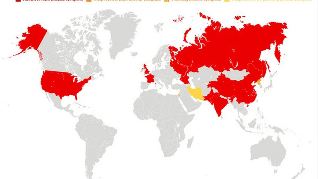 Harta armelor nucleare în lume. Pe ce loc se află Coreea de Nord