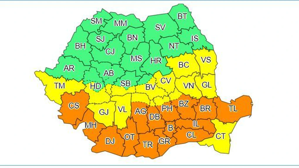 Vreme extremă: cod portocaliu şi cod galben în Bucureşti şi jumătate din ţară