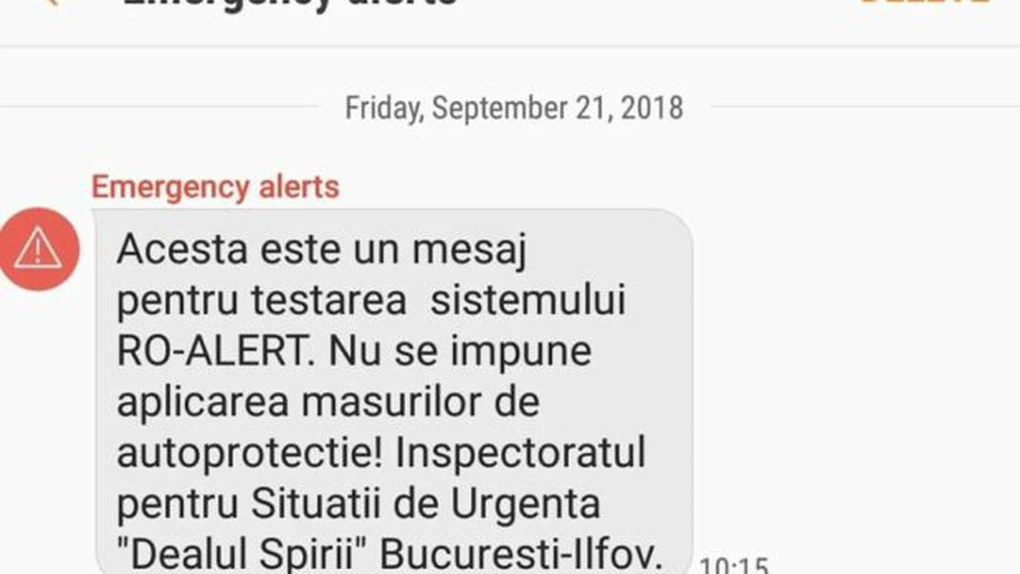 A început testarea sistemului de avertizare a populaţiei în situaţii de urgenţă RO-ALERT în Bucureşti şi în Ilfov. Ce mesaj vei primi