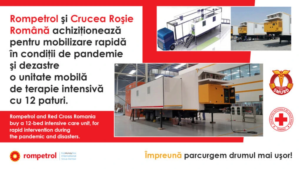 Rompetrol și Crucea Roșie Română vor dona Departamentului pentru Situații de Urgență o unitatea de terapie intensivă mobilă