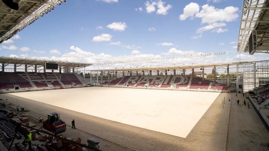 Stadionul Rapid este finalizat în proporție de 90%. În vara va putea găzdui competiții
