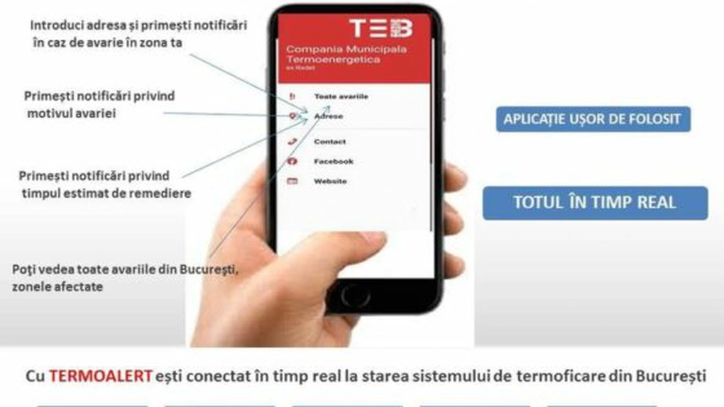 Termoenergetica lansează aplicația Termoalert, prin care bucureștenii sunt informații în timp real cu privire la situația sistemului de termoficare