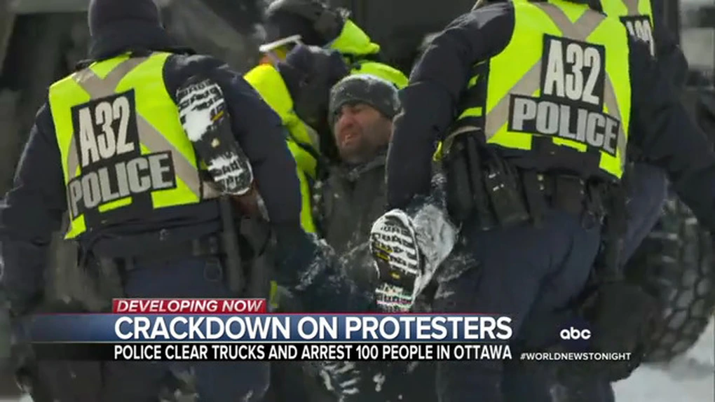 Poliția canadiană continuă acțiunile întreprinse în Ottawa pentru reprimarea protestelor camionagiilor