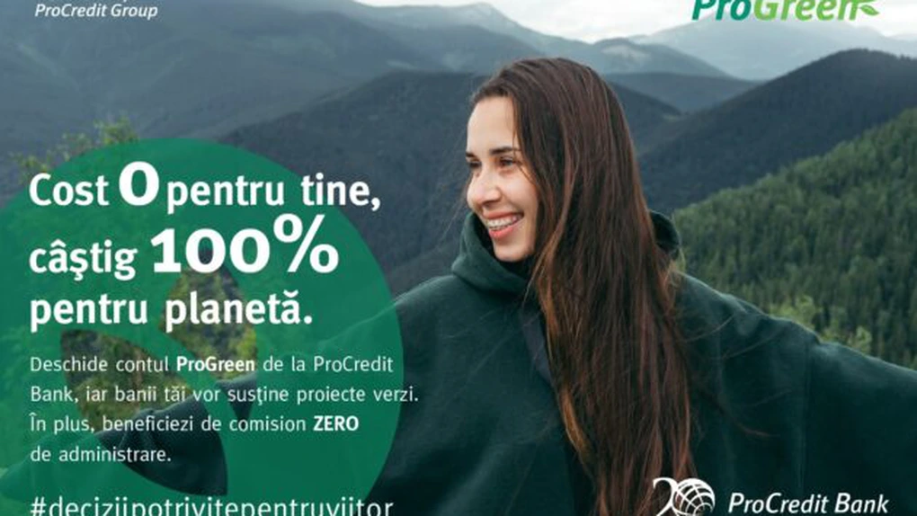 La 20 de ani de activitate, ProCredit Bank lansează ProGreen Aniversar, contul verde dedicat persoanelor fizice care vor să contribuie la un mediu sustenabil