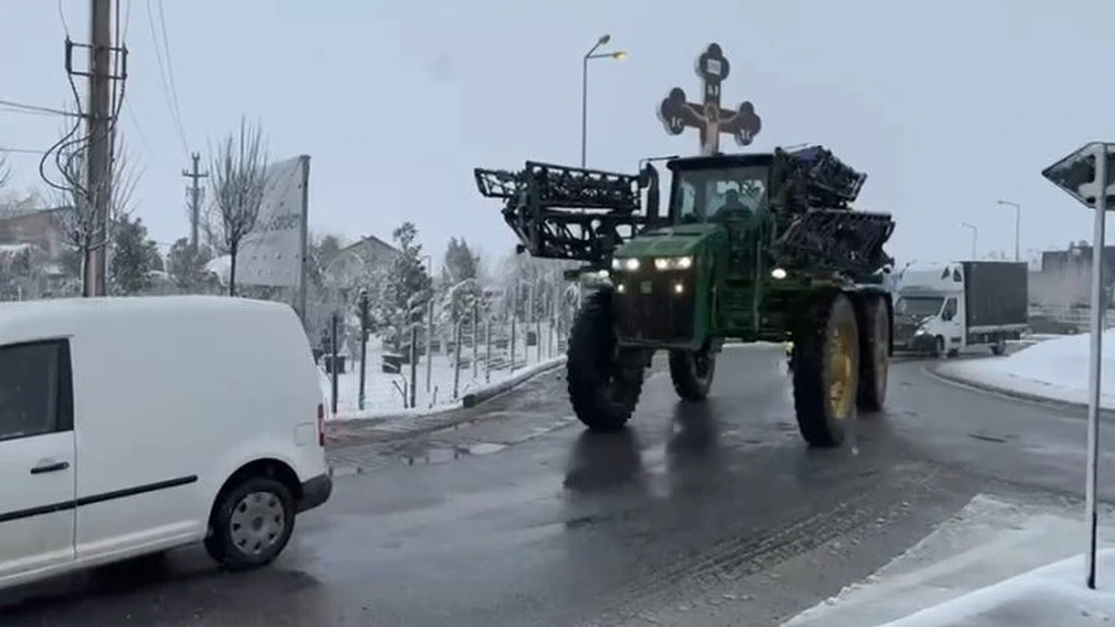 Protestele transportatorilor și fermierulor la Bucureşti: Vehicule de mare tonaj, dimineaţă, în coloană de pe şoseaua Alexandriei