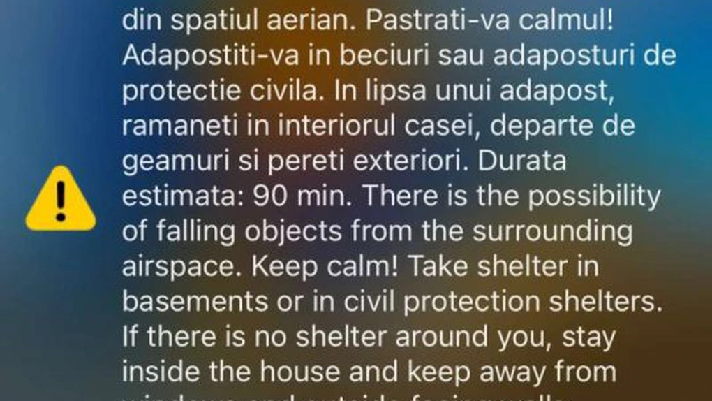 Mesaj RO-ALERT pentru locuitorii din nordul județului Tulcea: 