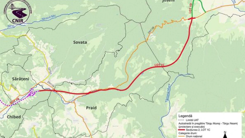 Autostrada Unirii A8: Primul lot preluat de CNIR, trimis la ANAP. Va avea 16 km de pasaje şi tuneluri