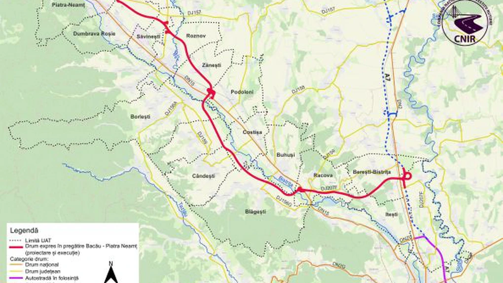 Consiliul de Administrație al CNIR a aprobat lansarea licitației pentru construirea drumului expres Bacău - Piatra Neamţ