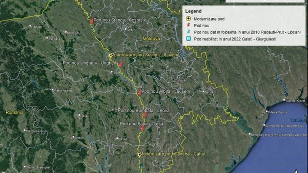 CNAIR a atribuit contractul pentru realizarea studiului de fezabilitate privind construirea a patru poduri pentru Râul Prut