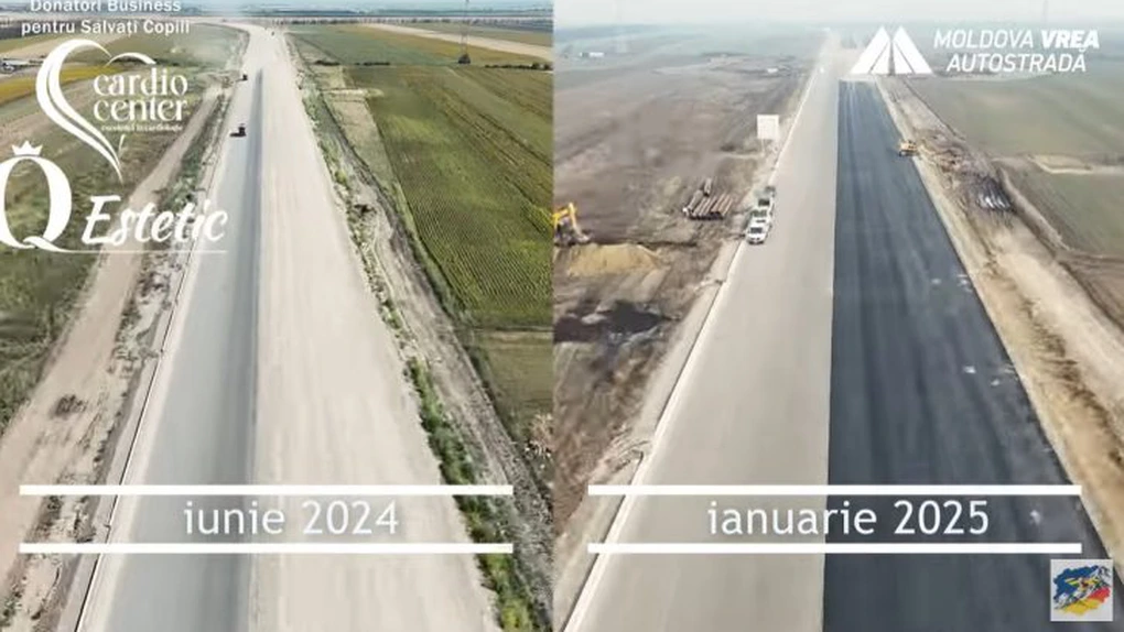 Autostrada Moldovei A7. Cum au evoluat lucrările la tronsonul Focșani - Bacău din iunie până în ianuarie (Video)