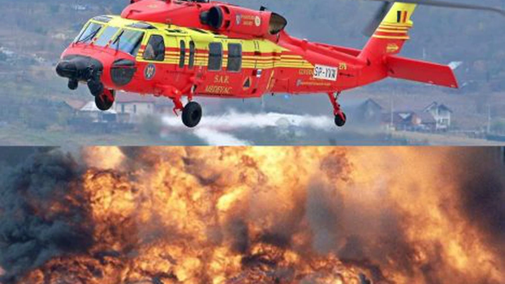 UPDATE - Incendiu uriaş în România. ISU a ridicat elicopterul Black Hawk, 30 de hectare ard, 150 de pompieri intervin
