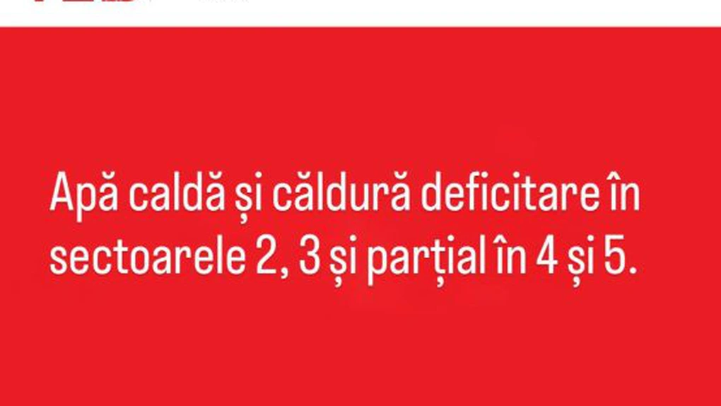 Avarie la CET Sud. Apa caldă și căldura, deficitare în patru sectoare din Capitală