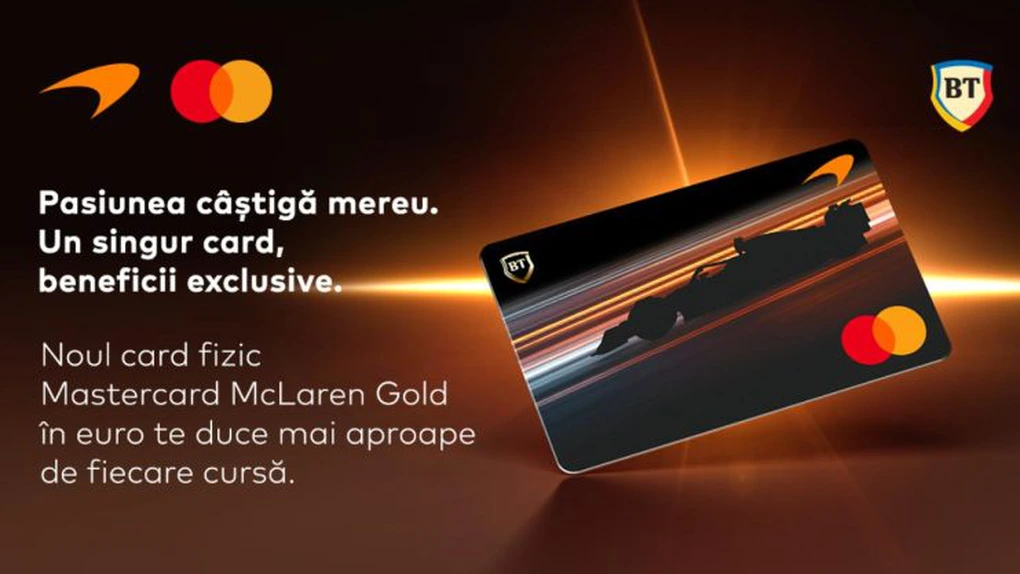 După premiera globală a cardurilor digitale, Banca Transilvania și Mastercard lansează cardul fizic McLaren Gold