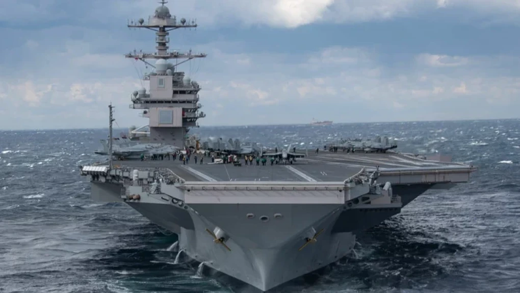 VIDEO - Cea mai mare navă de război din lume, portavionul american USS Gerald Ford, părăseşte Croaţia