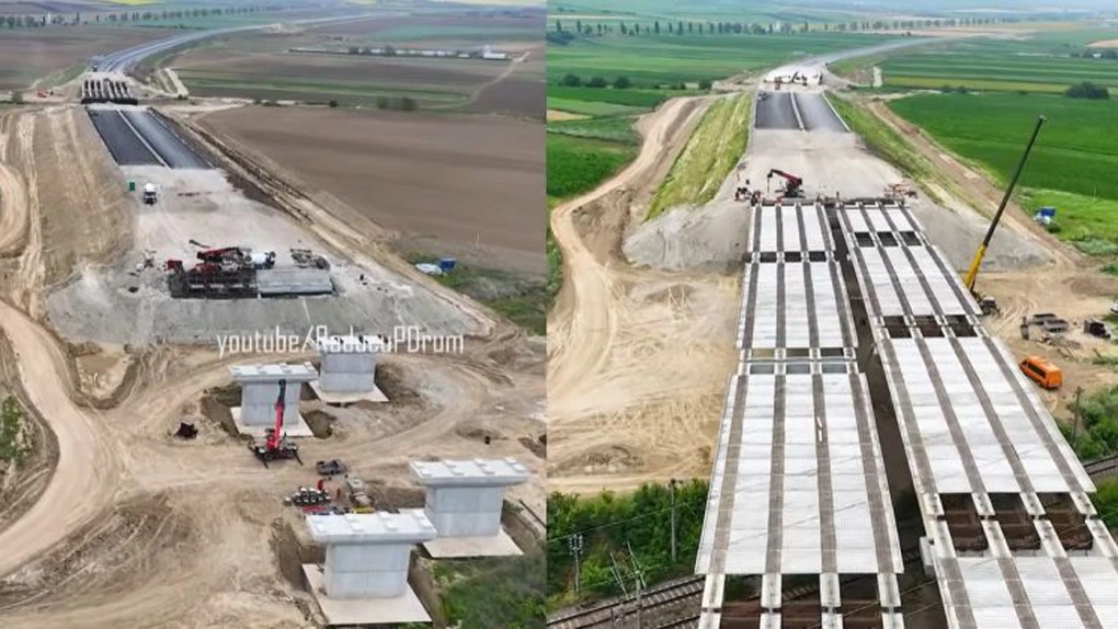 VIDEO Autostrada A7 Focșani - Bacău: Cum a avansat în ultimele două luni mega-structura de 1,2 kilometri de la Cleja, construită de Umbrărescu peste calea ferată