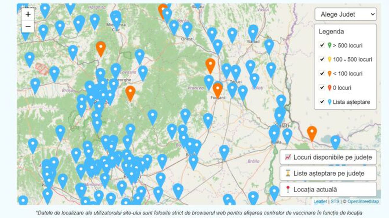 harta centre vaccinare