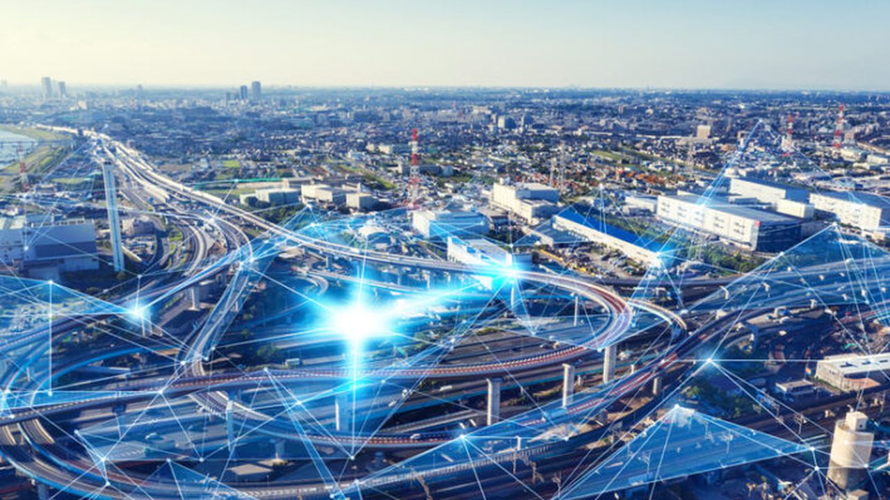 Transportation and communication network concept.