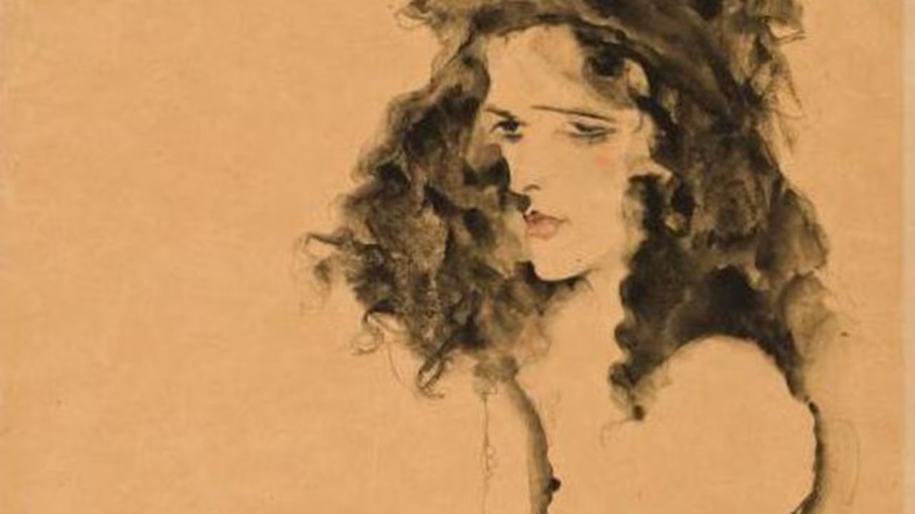 Fată cu părul negru - Egon Schiele