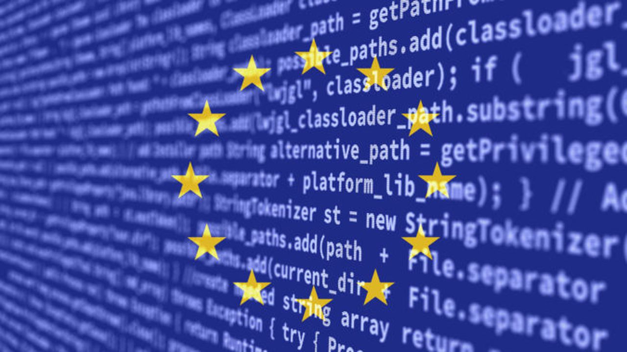 Flag,Of,European,Union,Is,Depicted,On,The,Screen,With