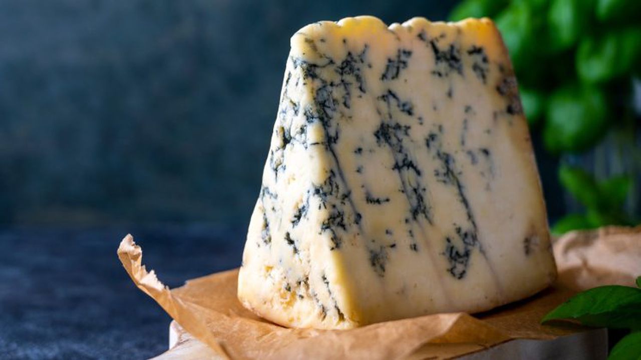 Blue,Cheese,,Dor,Blue,Or,Roquefort,Mold,Cheese,Slice,On