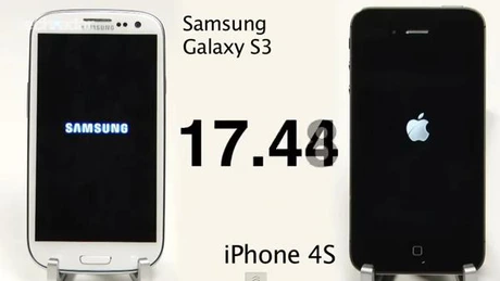 Galaxy S3 vs iPhone 4S. Test viteză procesor, cameră şi turn-on VIDEO