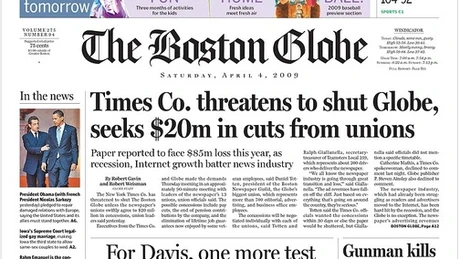 The New York Times scoate la vânzare The Boston Globe