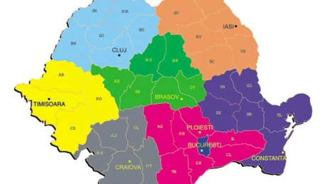 România ar putea fi împărţită în şapte sau opt regiuni, fiecare cu 2,4-2,7 milioane locuitori