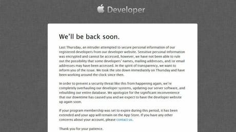 Site-ul Apple dedicat dezvoltatorilor de aplicaţii a fost piratat