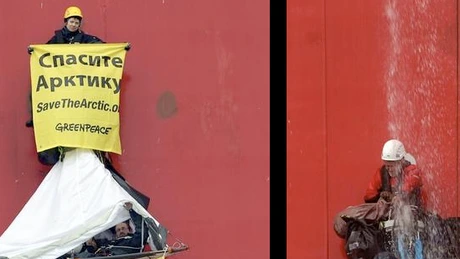 Militanţi Greenpeace escaladează o platformă a Gazprom din Arctica
