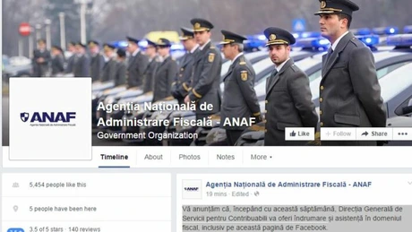 ANAF va oferi consultaţii în timp real pe pagina de Facebook