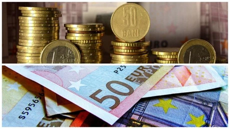Euro a crescut spre pragul de 4,67 lei