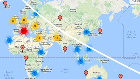 Harta cu secţiile de votare din străinătate