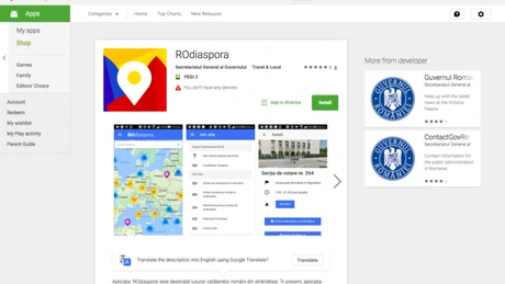 Prima versiune a aplicaţiei ROdiaspora, destinata românilor de pretutindeni, disponibilă în Google Play