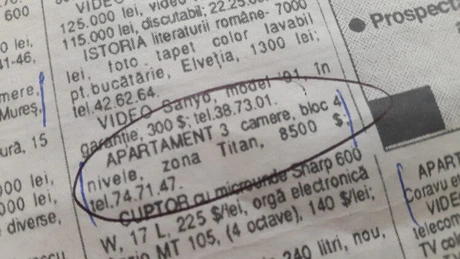 La ce preţuri se vindeau apartamentele din Bucureşti acum 25 de ani - Anunţul telefonic