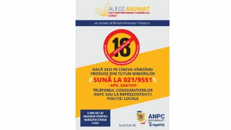 30.000 de magazine din România anunţă zero toleranţă pentru vânzarea de produse din tutun către minori - campanie BAT şi ANPC