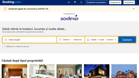 Sodexo România, parteneriat cu Booking.com pentru a permite utilizatorilor de Turist Pass să îşi rezerve vacanţele în România folosind platforma