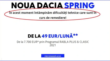 UPDATE: Avalanșa de potențiali clienți a blocat site-ul Dacia în prima zi a precomenzilor pentru Spring