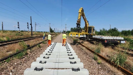 CFR Infrastructură: Au început lucrările pe tronsonul feroviar Buzău - Făurei, pentru viteza de 120 km/h FOTO