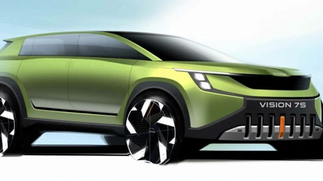 Skoda a prezentat studiul Vision 7S, un nou limbaj de design pentru SUV-urile mărcii