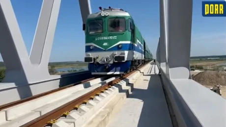 Calea ferată București - Giurgiu: Tren în teste pe Podul Grădiștea, ce ar putea fi inaugurat la vară VIDEO