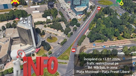 Magistrala 6 de metrou: Metrorex anunță amânarea restricțiilor de circulație în Piața Montreal pentru 13 iulie, la solicitarea TPBI