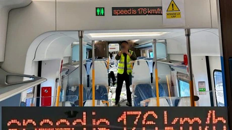 CFR a realizat astăzi probe la rețeaua feroviară modernizată de pe Coridorul IV Pan-European pentru circulația trenurilor cu 176 km/h