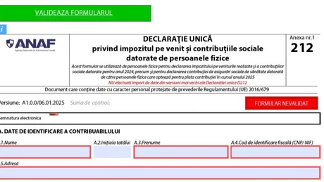 Declaraţia unică pentru definitivarea veniturilor şi plata contribuţiilor aferente veniturilor din 2024 poate fi trimisă la Fisc, fără penalităţi, până la 26 mai 2025