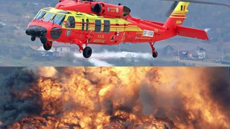 UPDATE - Incendiu uriaş în România. ISU a ridicat elicopterul Black Hawk, 30 de hectare ard, 150 de pompieri intervin