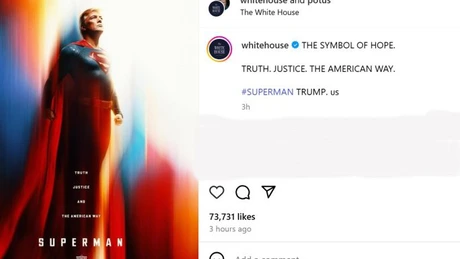 Trump e Superman. Imaginea postată de Casa Albă pe social media