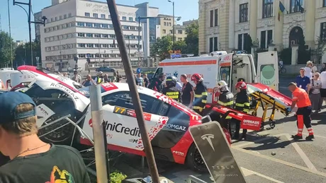 Accident produs de fiul lui Mihai Leu la o cursă de raliu în Timișoara, din care a rezultat rănirea colegului său de echipaj