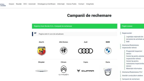 Agregatorul RAR pentru campaniile de „rechemare” pentru vehicule, oferit gratuit posesorilor de mașini din România