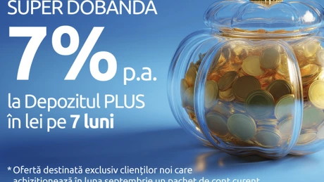 Exim Banca Românească extinde și în luna septembrie depozitul pe 7 luni cu 7% dobândă la lei și 2,10% la euro