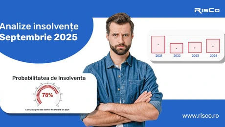 Analiză RisCo.ro: Insolvențele în luna septembrie 2025 la nivelul lunii anterioare. Situația alarmantă în mai multe județe